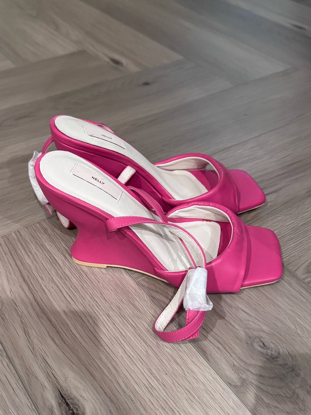 Nelly Hot Pink Sculpted Wedge Sandals